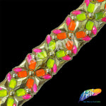 2 1/4" Multicolored Neon Stone Iron on Trim,  IRT-123