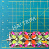 2 1/4" Multicolored Neon Stone Iron on Trim,  IRT-123
