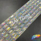 2 1/4" 6-row Baguette Rhinestone Iron on Trim, IRT-129
