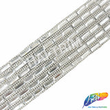 2 1/4" 6-row Baguette Rhinestone Iron on Trim, IRT-129
