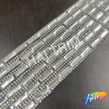 2 1/4" 6-row Baguette Rhinestone Iron on Trim, IRT-129