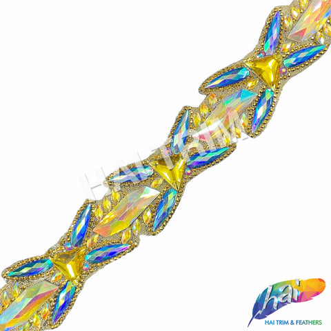 1 7/8” Royal Blue/Yellow AB Iron on Trim, IRT-133