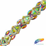 1 1/4” Red AB/Gold Stone Diamond Iron on Trim, IRT-136