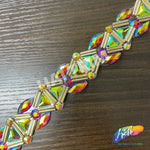 1 1/4” Red AB/Gold Stone Diamond Iron on Trim, IRT-136
