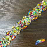 1 1/4” Red AB/Gold Stone Diamond Iron on Trim, IRT-136