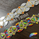 1 1/4” Red AB/Gold Stone Diamond Iron on Trim, IRT-136