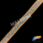 1/2" 3-row Rhinestone Iron On Trim w/ Double Ball Chain Border, IRT-140