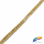 1/4" Gold Rhinestone Iron On Trim w/ Chain Border, IRT-141