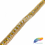 1/4" Gold Rhinestone Iron On Trim w/ Chain Border, IRT-141