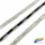 3/8" Crystal Rhinestone Iron On Trim with Rectangle Stones, IRT-144