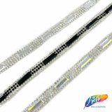 3/8" Crystal Rhinestone Iron On Trim with Rectangle Stones, IRT-144