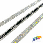 3/8" Crystal Rhinestone Iron On Trim with Rectangle Stones, IRT-144