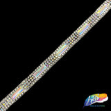3/8" Crystal Rhinestone Iron On Trim with Rectangle Stones, IRT-144