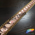 5/8" Peach/Gold Square Stud Iron On Trim with Chain Border, IRT-146