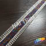 3/4" Multicolor Sequin Rhinestone Iron On Trim, IRT-149