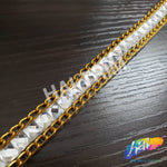 1/2" Crystal Square Stud Iron On Trim with Chain Border, IRT-150