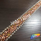 5/8" Rose Gold/Topaz Rhinestone Iron On Trim, IRT-153
