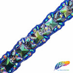 1 5/8"Purple Green AB/Royal Blue Rhinestone Iron On Trim, IRT-161