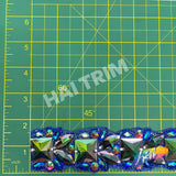1 5/8"Purple Green AB/Royal Blue Rhinestone Iron On Trim, IRT-161