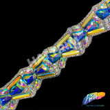 1 1/2" Royal Blue AB/Yellow AB Rhinestone Iron On Trim, IRT-162