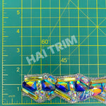 1 1/2" Royal Blue AB/Yellow AB Rhinestone Iron On Trim, IRT-162