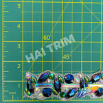 1 1/2" Purple Blue AB/Green AB Rhinestone Iron On Trim, IRT-163