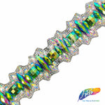 1 5/8" Green AB/Purple AB Rhinestone Iron On Trim, IRT-164