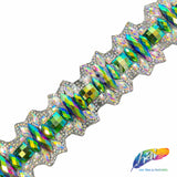 1 5/8" Green AB/Purple AB Rhinestone Iron On Trim, IRT-164