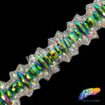 1 5/8" Green AB/Purple AB Rhinestone Iron On Trim, IRT-164