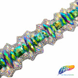 1 5/8" Green AB/Purple AB Rhinestone Iron On Trim, IRT-164