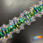1 5/8" Green AB/Purple AB Rhinestone Iron On Trim, IRT-164
