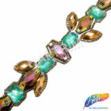 1 7/8" Teal/Bronze Mirrored Totem Iron On Trim, IRT-167