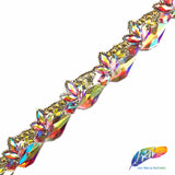 1 3/4" Multicolored Resin Iridescent Stone Iron on Trim, IRT-017-1