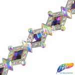 2" Crystal AB/Purple Blue AB Diamond Rhinestone Iron On Trim, IRT-171