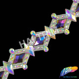 2" Crystal AB/Purple Blue AB Diamond Rhinestone Iron On Trim, IRT-171