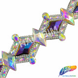 2" Crystal AB/Purple Blue AB Diamond Rhinestone Iron On Trim, IRT-171