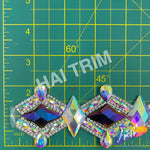 2" Crystal AB/Purple Blue AB Diamond Rhinestone Iron On Trim, IRT-171