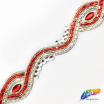 SALE! 1 3/4” Wavy Swirl Rhinestone Iron on Trim, IRT-028