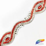 SALE! 1 3/4” Wavy Swirl Rhinestone Iron on Trim, IRT-028