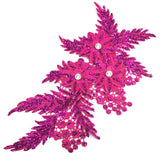 Embroidered Flower Applique with Glitter and Rhinestones, LAP-43