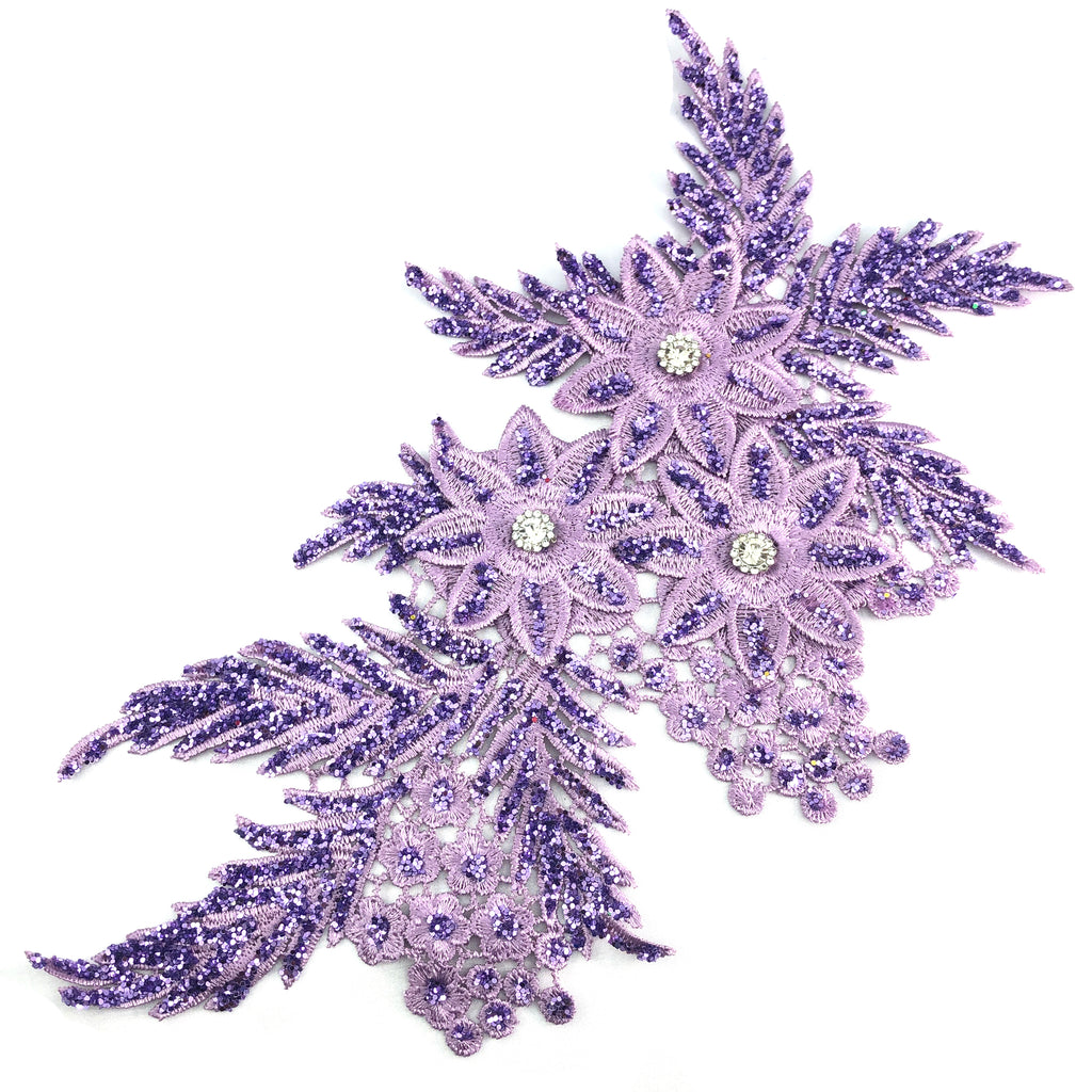 Fashion sew on patches for clothes Rhinestone beaded Patches for clothing  Embroidery Sequin pearl patches applique flower tree