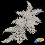 Embroidered Flower Applique with Glitter and Rhinestones, LAP-43