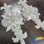 Beaded Rhinestone Motif Applique with Acrylic Stones, NA-072