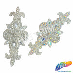 Beaded Rhinestone Motif Applique with Acrylic Stones, NA-072