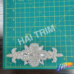 Beaded Rhinestone Motif Applique with Acrylic Stones, NA-072