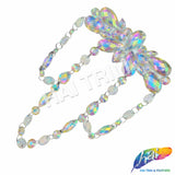 Color AB Resin Stone Motif Applique with Loop Chained Stone Trim, NAS-032