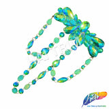Color AB Resin Stone Motif Applique with Loop Chained Stone Trim, NAS-032