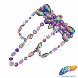 Color AB Resin Stone Motif Applique with Loop Chained Stone Trim, NAS-032