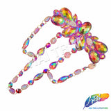 Color AB Resin Stone Motif Applique with Loop Chained Stone Trim, NAS-032