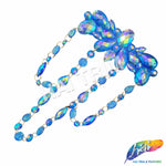 Color AB Resin Stone Motif Applique with Loop Chained Stone Trim, NAS-032